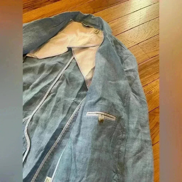 LL BEAN Women's Blue 100% Linen Jacket Blazer 3 Button 287688 Size M Reg NWOT - Picture 8 of 14